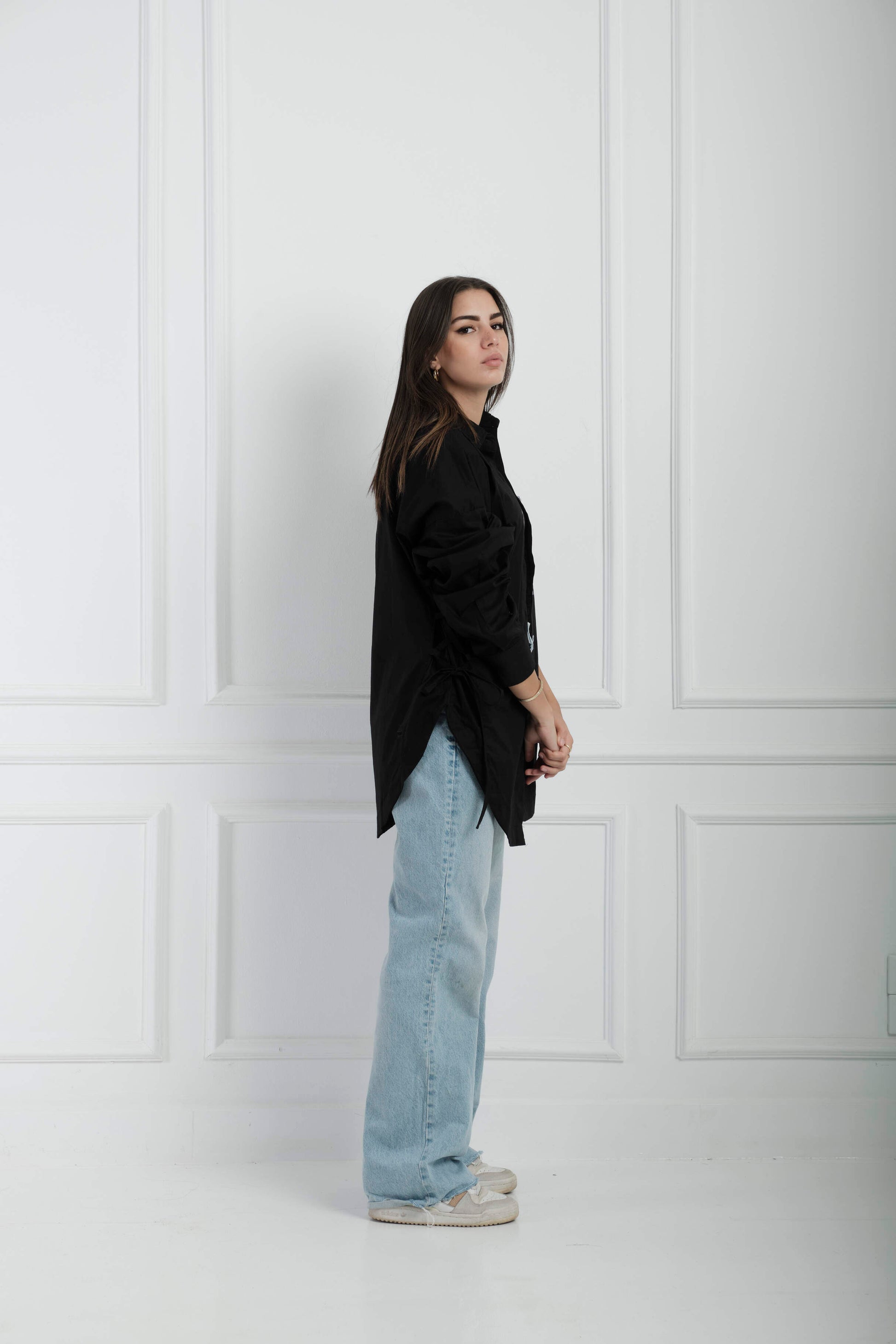 Side Ties Shirt-Black