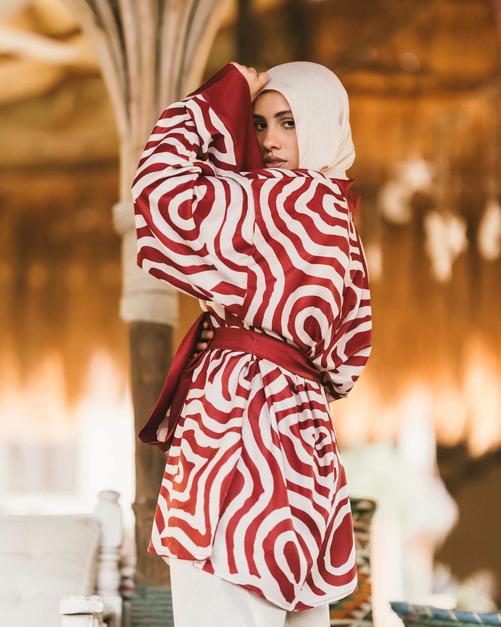 Maroon zebra kimono