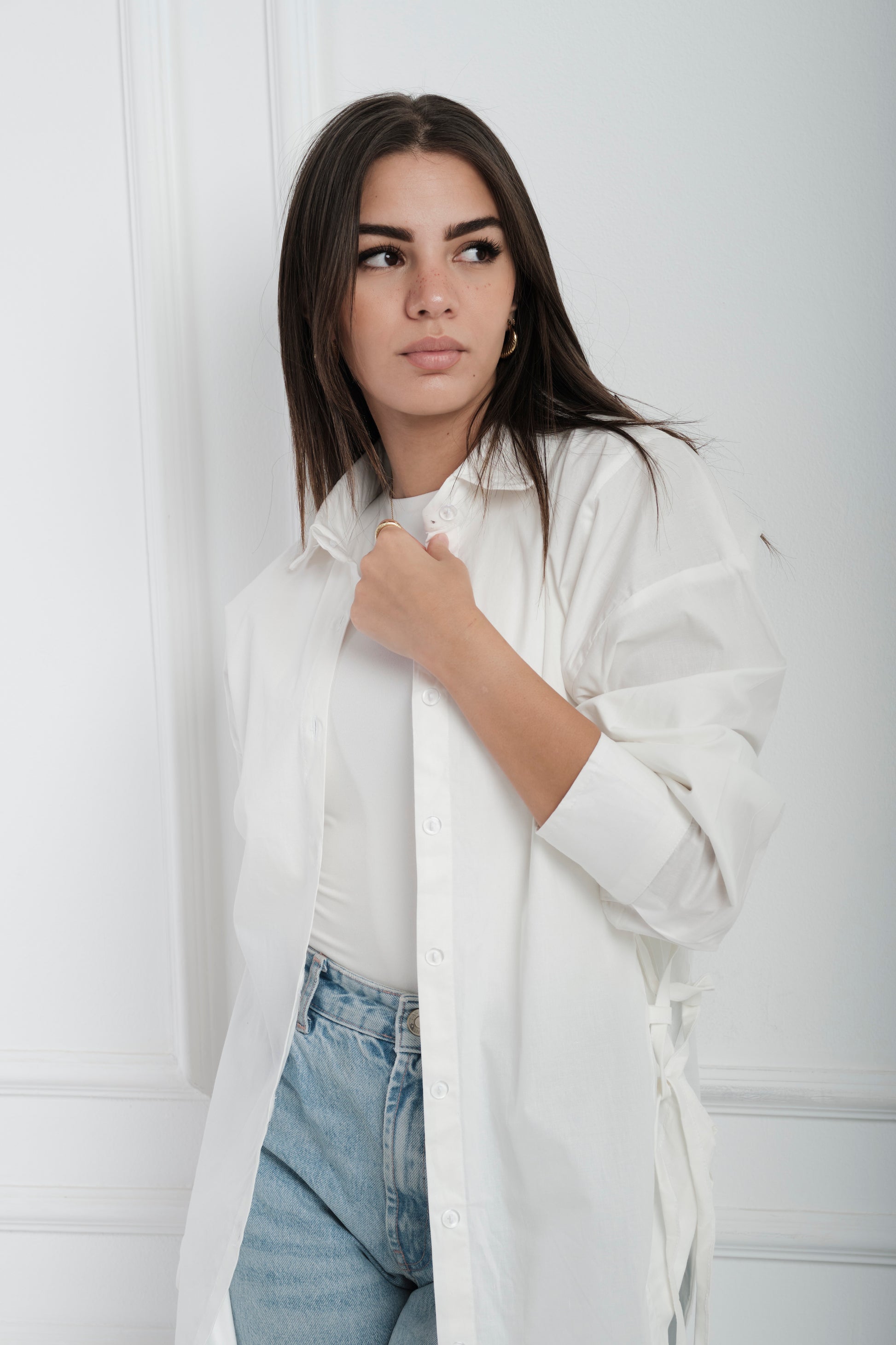 Side Ties Shirt-White