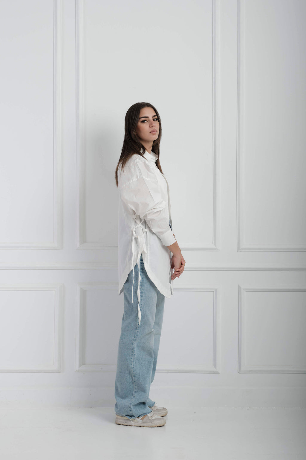 Side Ties Shirt-White