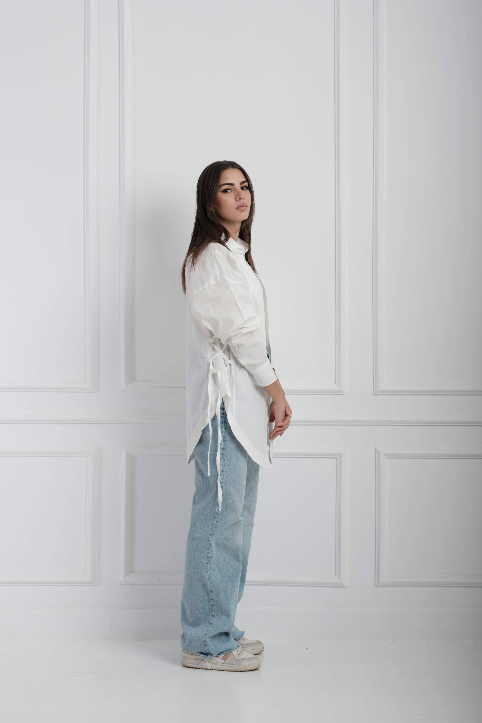 Side Ties Shirt-White